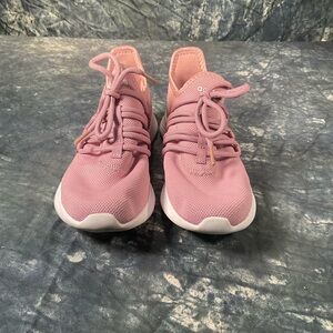 Adidas pink air cooled sneakers.